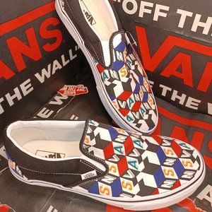 Vans Men's 9.5 Classic Slip On Checker Cube Multi True White VN0A33TB42X